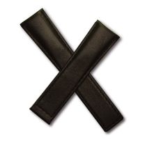 22/18 mm black genuine leather deployment type strap with black stitching to fit TAG Heuer Targa Florio models listed - please read clasp fitment notes