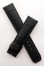 Black leather crocodile-style strap to fit Baume & Mercier Capeland models requiring a 20 mm strap (NOT for Capeland "S" models)