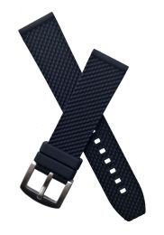 22 mm Black "waffle" style silicone rubber pin buckle watch strap.