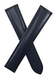 17/16 mm Black leather strap with black stitching to fit Cartier watches with deployment clasps