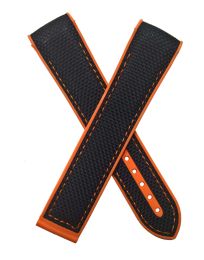 Orange hybrid rubber/webbing strap to fit Omega Speedmaster/Universe/Ocean Models with 22 mm lug width