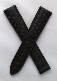 19/16 mm dark brown genuine leather sports perforated deployment strap with brown stitching to fit Omega Seamaster models