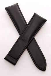 22/19 mm black  genuine leather deployment strap with black stitching to fit Raymond Weil Don Giovanni 4873 watches