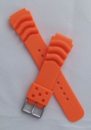 20 mm orange polyurethane (PU) pin buckle watch strap to fit diver's watches with 20 mm lugs