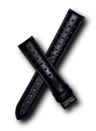 18 mm Black Sports perforated pin buckle leather strap to fit TAG Heuer Carrera models with 18/16 mm straps