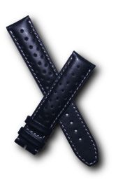 19 mm Black Sports perforated pin buckle leather strap with white stitching to fit TAG Heuer Carrera models with 19/18 mm straps