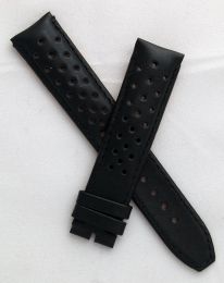 20 mm Black Sports perforated pin buckle leather strap to fit TAG Heuer Carrera models with 20 mm lug width and pin buckle