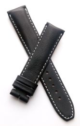 Black Classic smooth genuine leather 20/18 mm pin buckle strap with white stitching to fit TAG Heuer Grand Carrera models with 20 mm lug width