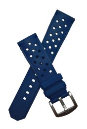 Blue sports perforated rubber pin buckle strap to fit TAG Heuer F1 models with 21.5 & 22 mm lug widths