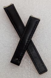 Black genuine leather deployment type watch strap with black stitching to fit TAG Heuer 6000 Series ladies watches