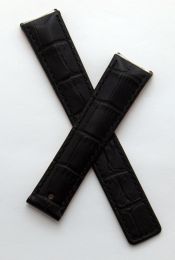Black genuine leather crocodile-style deployment type strap with black stitching to fit TAG Heuer 6000 Series gents watches listed below