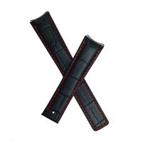 Black genuine leather crocodile-style deployment type strap with red stitching & lining to fit TAG Heuer 6000 Series gents watches listed below