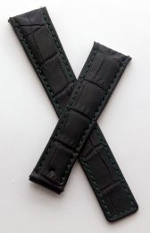 Black genuine leather crocodile-style deployment type strap with green stitching & lining to fit TAG Heuer 6000 Series gents watches listed below