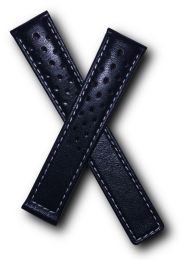 Black/white Sports perforated leather strap to fit TAG Heuer Carrera models with 18/16 mm straps