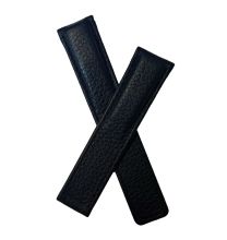 19/18 mm black buffalo grain genuine leather deployment type strap with black stitching to fit TAG Heuer Carrera models listed below - please read clasp fitment notes
