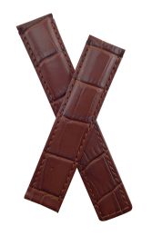 19/18 mm brown crocodile-style genuine leather deployment type strap with brown stitching to fit TAG Heuer Carrera models listed below - please read clasp fitment notes