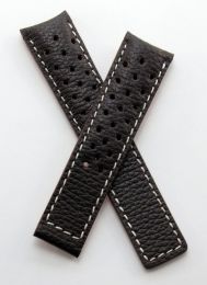 20/18 mm dark brown buffalo grain genuine leather strap with white stitching to fit TAG Heuer 300SLR CAR2112 models - please read clasp fitment notes