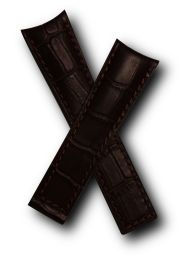 22/18 mm brown genuine leather crocodile-style deployment type strap with brown stitching to fit Carrera/Grand Carrera models listed below - please see clasp fitment notes