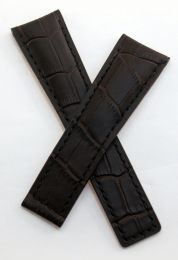 22/18 mm brown genuine leather crocodile-style deployment type strap with black stitching to fit Carrera/Grand Carrera models listed below - please see clasp fitment notes