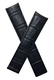 20/18 mm black genuine leather crocodile-style deployment type strap with black stitching to fit TAG Heuer Grand Carrera models listed below - please read clasp fitment notes