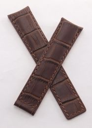 20/18 mm brown crocodile-style genuine leather deployment type strap with brown stitching to fit TAG Heuer Grand Carrera models listed below - please read clasp fitment notes