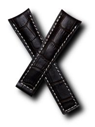 22/18 mm dark brown genuine leather crocodile-effect strap with white stitching to fit TAG Heuer Carrera/Grand Carrera models listed below - please see clasp fitment notes
