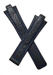 Black Buffalo Grain leather strap with blue stitching to fit TAG Heuer Kirium Gents watches listed below
