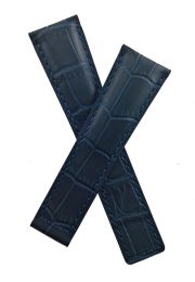 22/18 mm navy blue crocodile-style genuine leather deployment type strap with blue stitching to fit TAG Heuer Targa Florio models listed - please read clasp fitment notes