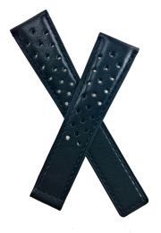 20/16 mm black sports perforated genuine leather strap to fit TAG Heuer Monza models listed below.  Please read clasp fitment details.