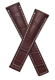 20/16 mm brown crocodile-style genuine leather strap with white stitching to fit TAG Heuer Monza models listed.  Please read clasp fitment details.