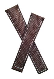 20/16 mm dark brown lizard grain genuine leather strap with white stitching to fit TAG Heuer Monza models listed.  Please read clasp fitment details.
