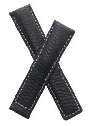 20/18 mm black buffalo grain genuine leather strap with white stitching to fit TAG Heuer Monza re-issue model CR5112.  Please read clasp fitment details.
