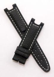 Black Buffalo Grain leather strap with white stitching to fit TAG Heuer S/el gents models listed below