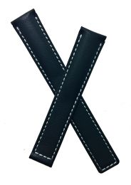 Black genuine leather strap with white stitching to fit TAG Heuer S/el ladies models listed below.
