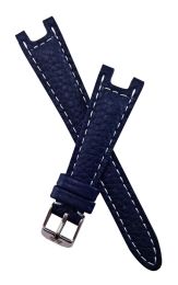 Navy blue Buffalo Grain leather pin buckle strap with white stitching to fit TAG Heuer S/el mid-sized models listed ***LIMITED EDITION***